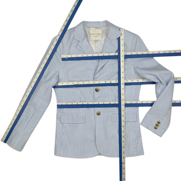 Janie And Jack Boys Striped Seersucker Blazer 14 Blue Provence Stripe Nautical - Picture 5 of 12
